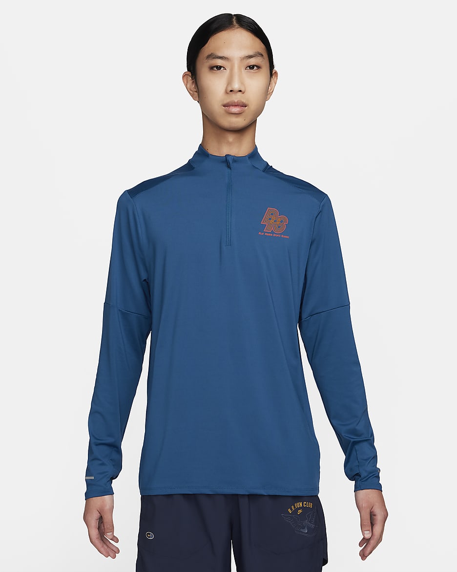 Nike Element Running Energy Men's Dri-FIT 1/2-Zip Running Top - Court Blue/Safety Orange/Safety Orange