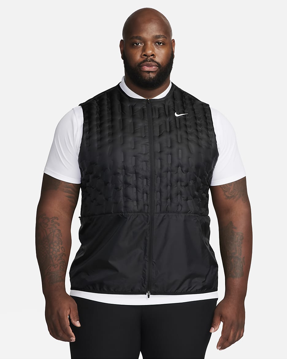 Nike Therma-FIT Repel Men's Full-Zip Down Golf Vest - Black/Black/White