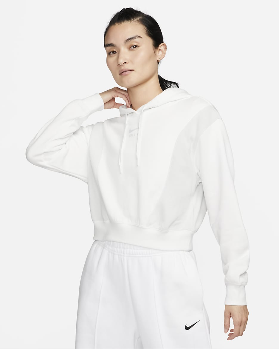 Nike Air Women's Oversized Crop Fleece Hoodie - Summit White/Photon Dust/Photon Dust