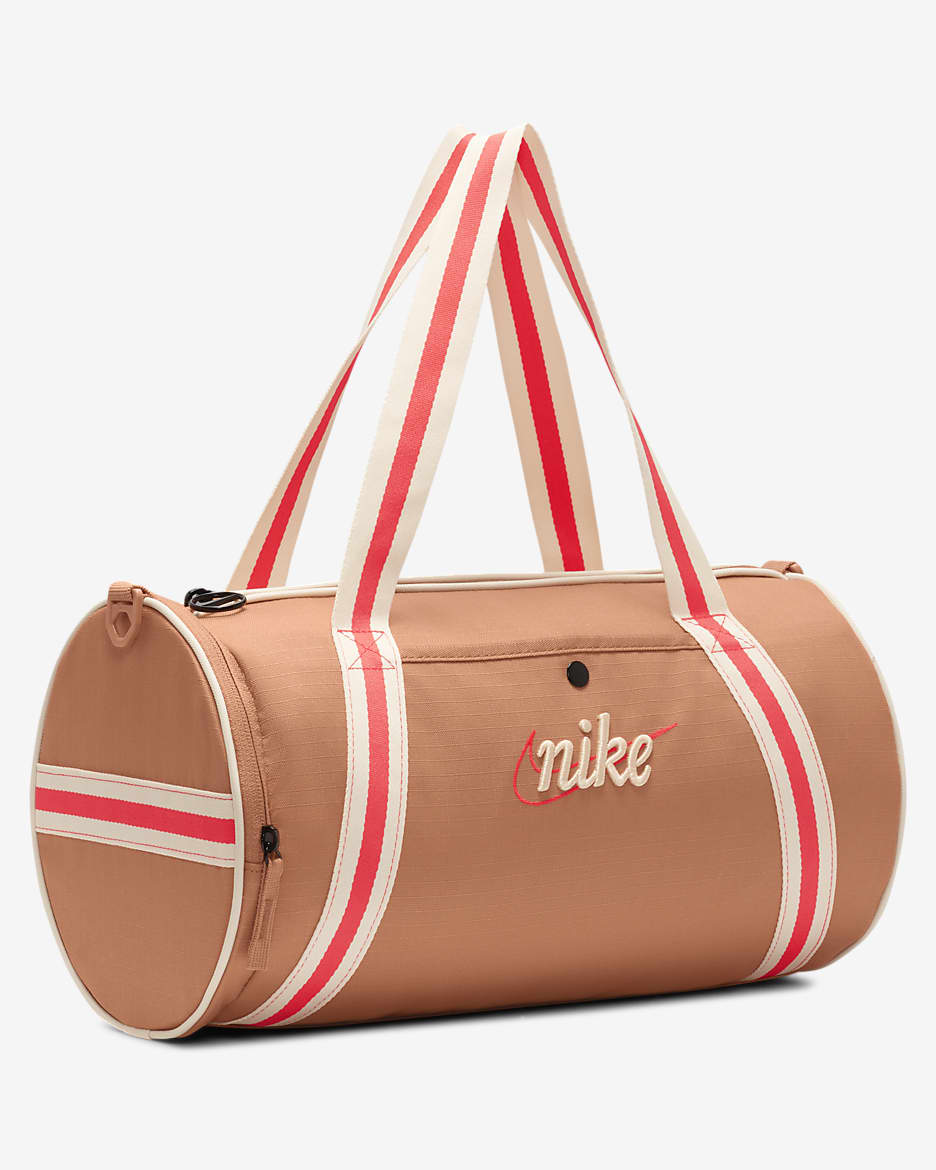 Nike Heritage Retro Duffel Bag (13L) - Amber Brown/Bright Crimson/Guava Ice