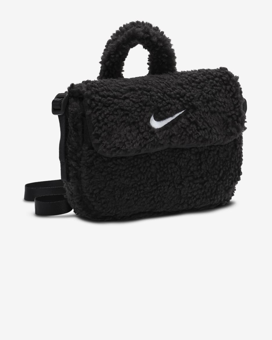 Nike Kids' Faux Fur Cross-Body Bag (1L) - Black/Black/White