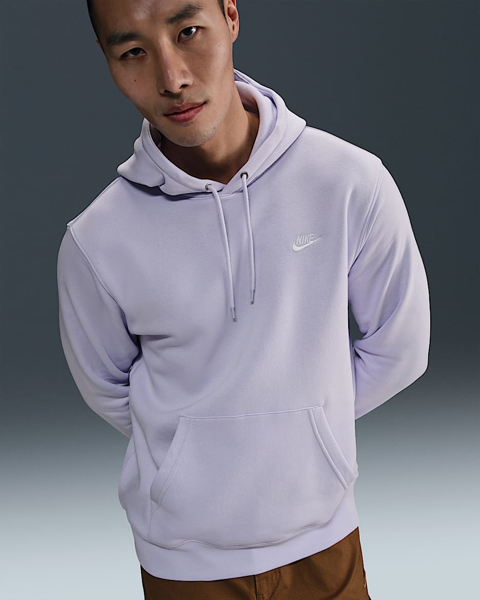 Nike Club Men's Pullover Fleece Hoodie - Amethyst Tint/Amethyst Tint/White