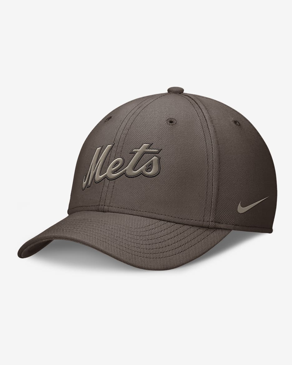 New York Mets Statement Swoosh Men's Nike Dri-FIT MLB Hat - Brown