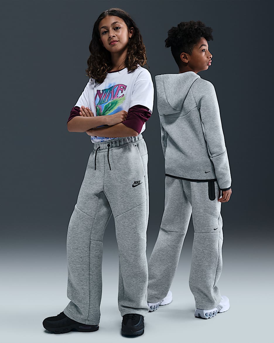 Nike Sportswear Tech Fleece Big Kids' (Boys') Open-Hem Pants - Dark Grey Heather/Black/Black