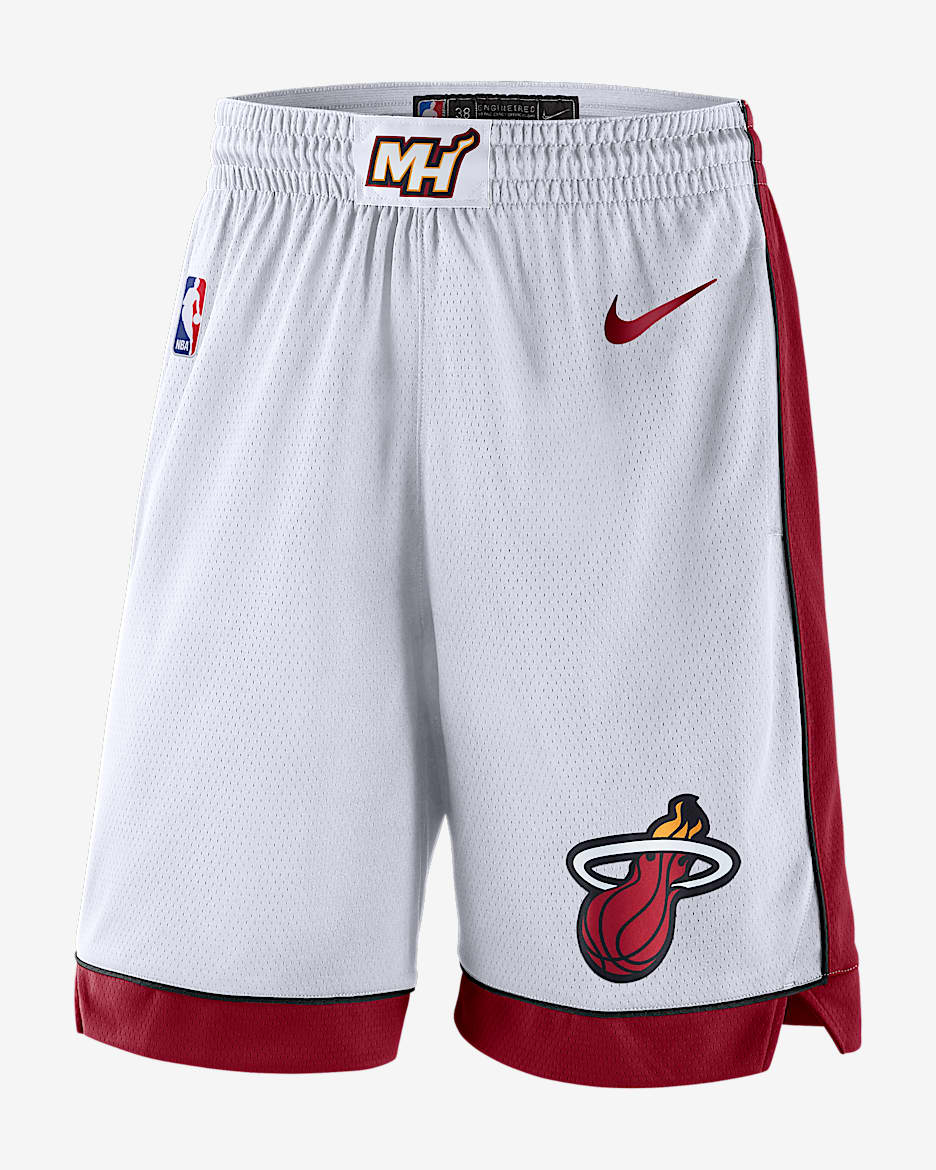Miami Heat Men's Nike NBA Swingman Shorts - White/Tough Red/Tough Red