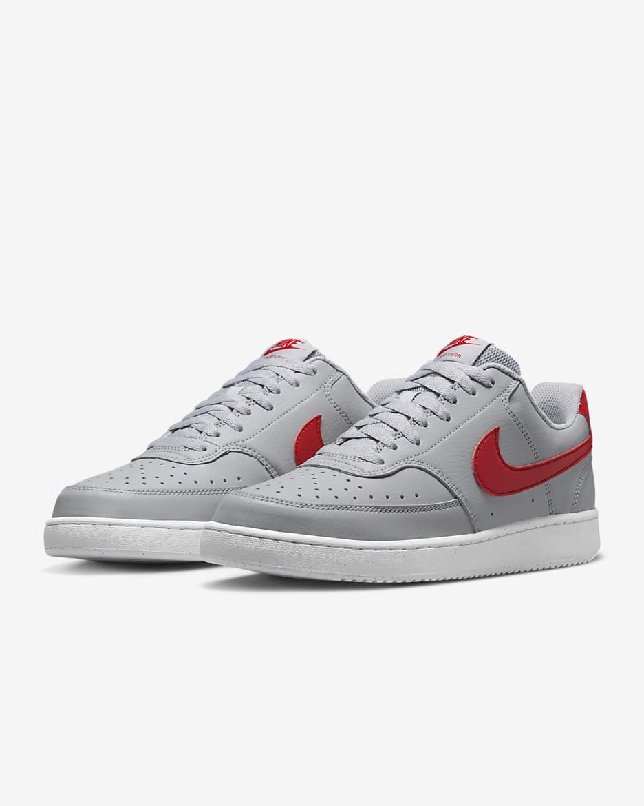 Nike Court Vision 低筒 Next Nature 男鞋 - Wolf Grey/白色/University Red