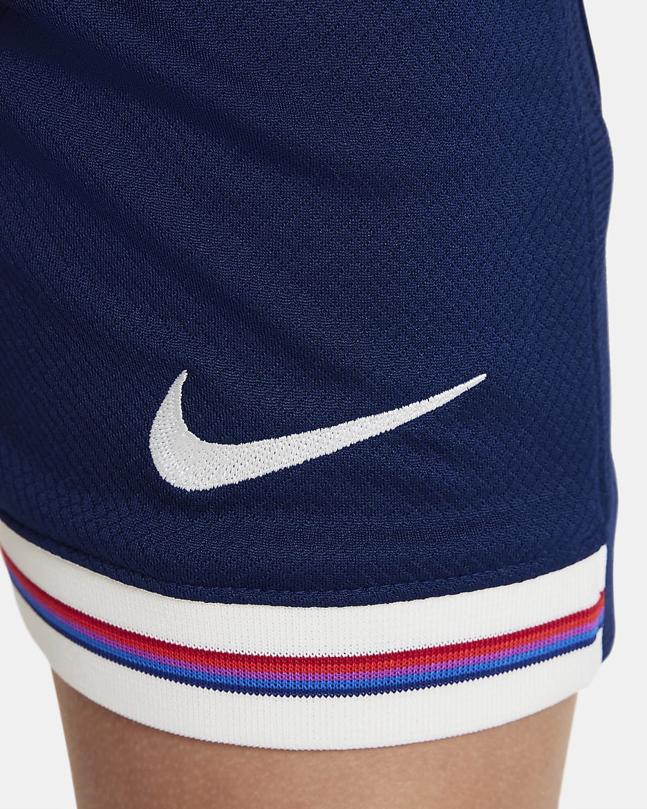 Shorts da calcio replica Nike Dri-FIT Inghilterra 2024 Stadium per ragazzo/a – Home - Blue Void/Bianco