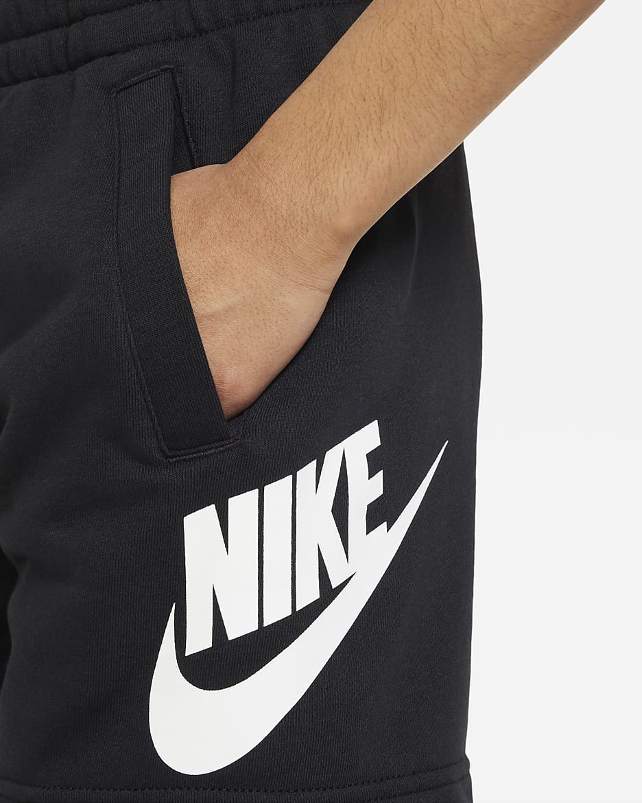 Shorts de French Terry para niños talla grande Nike Sportswear Club Fleece - Negro/Blanco