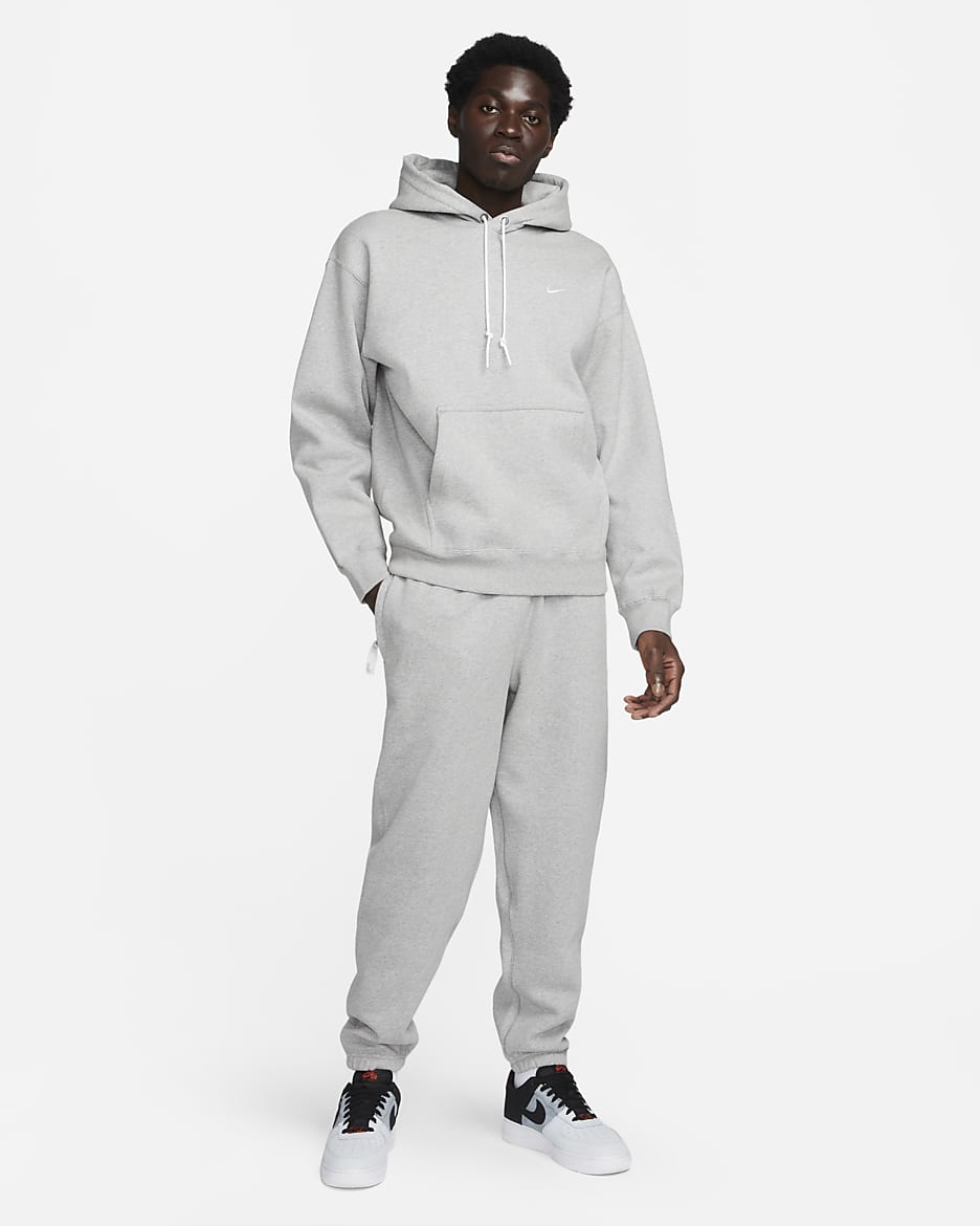 Sweat à capuche en tissu Fleece Nike Solo Swoosh pour homme - Dark Grey Heather/Blanc