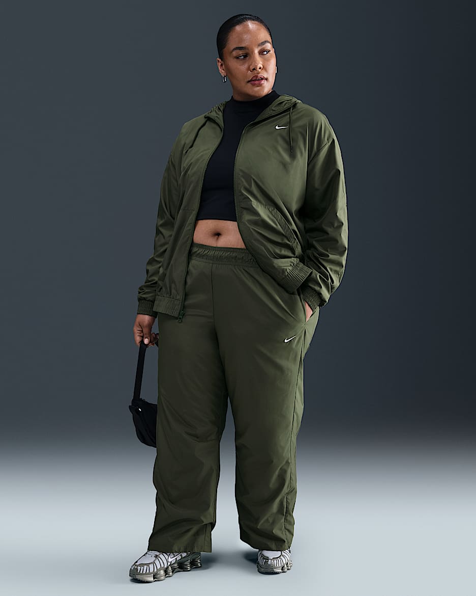 Nike Sportswear Classic Women's Mid-Rise Open-Hem Pants (Plus Size) - Medium Olive/Sail