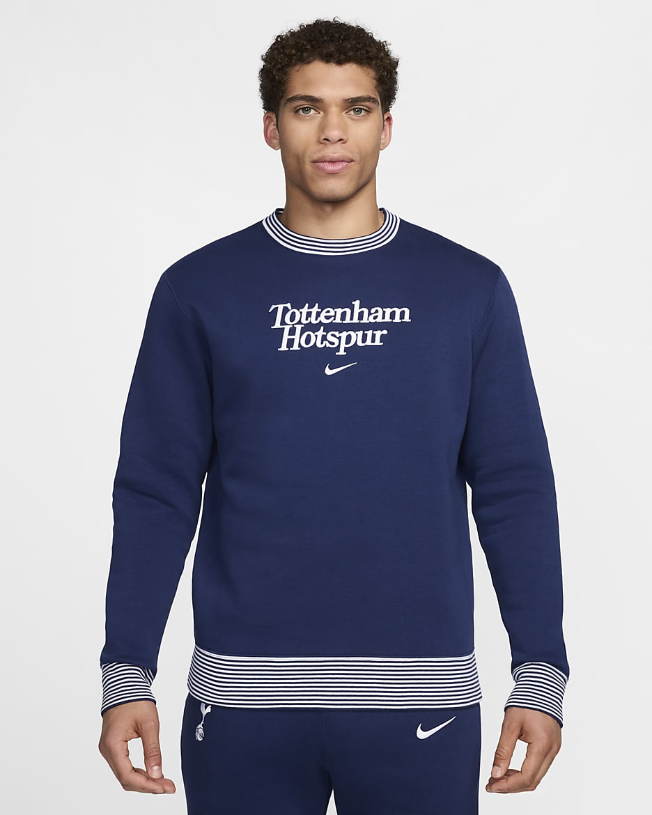 Tottenham Hotspur Club Nike Sıfır Yakalı Erkek Futbol Sweatshirt'ü - Binary Blue/Beyaz