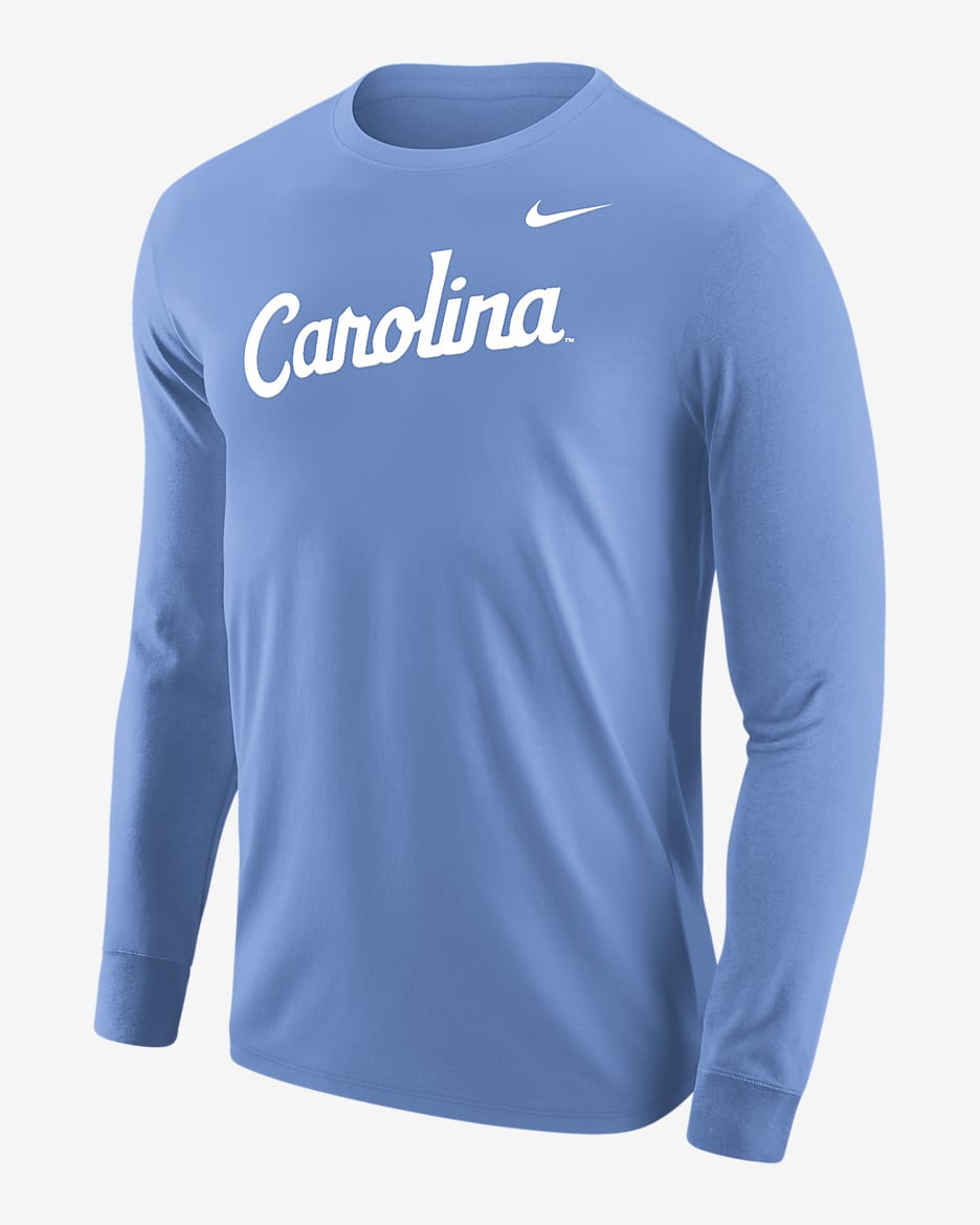 Playera de manga larga Nike College para hombre UNC - Azul valor