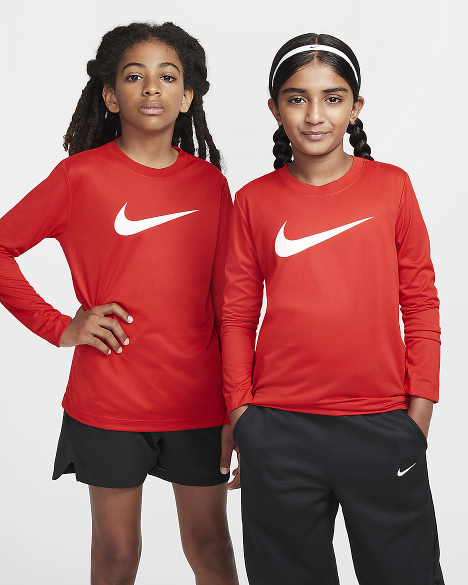 Playera de manga larga Dri-FIT para niño talla grande Nike Legend - Rojo universitario