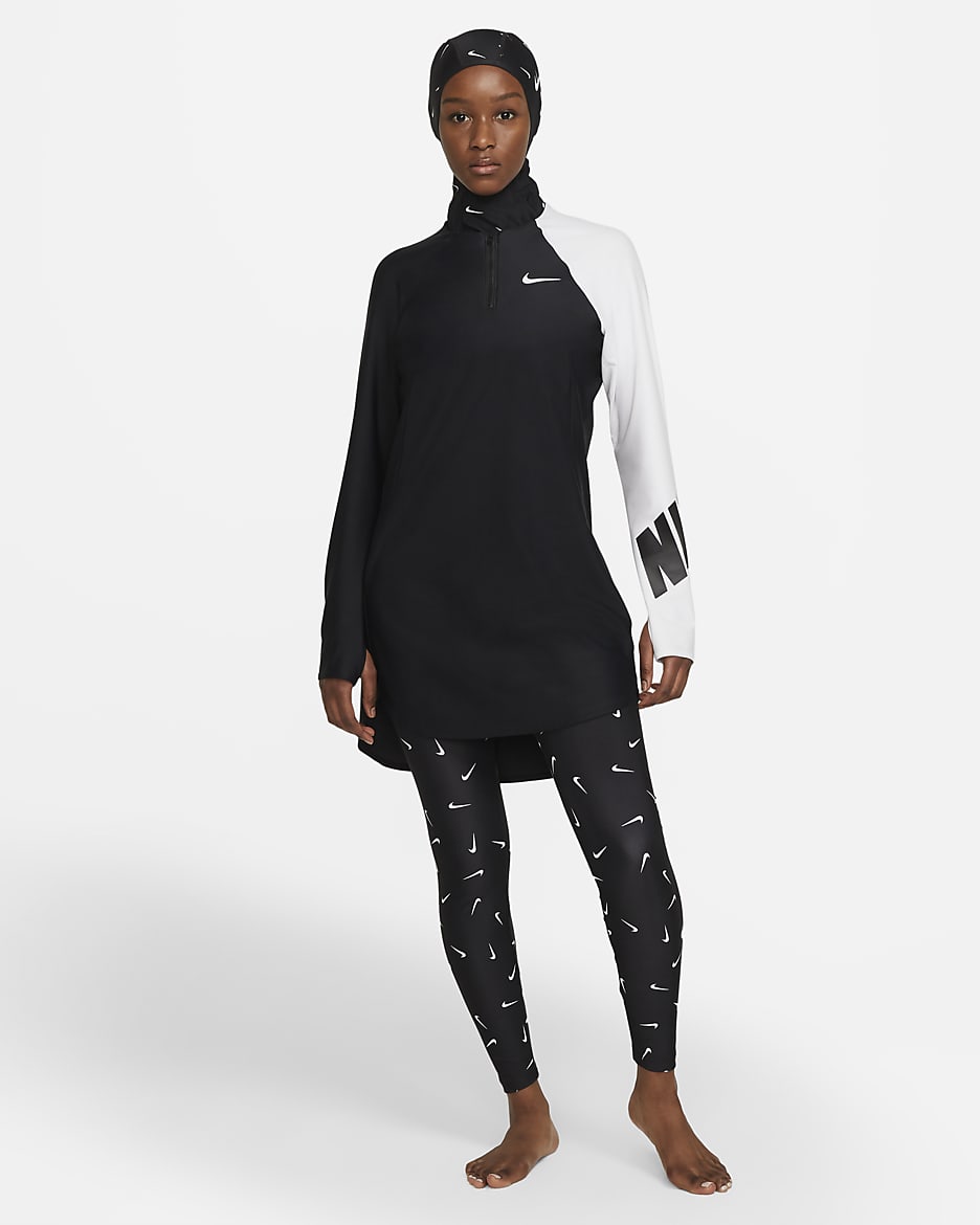 Nike Victory Women's Slim Swim Leggings - Black/White/White