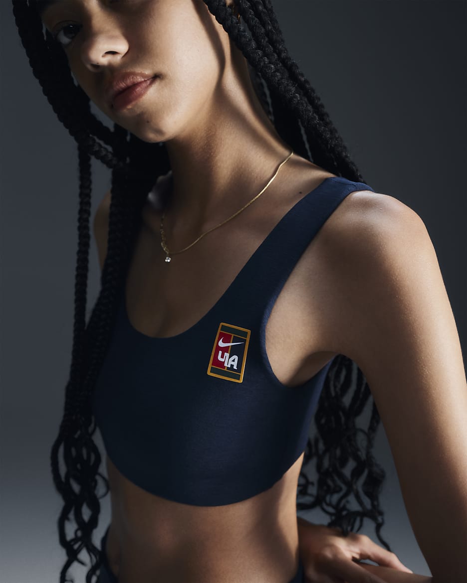 Bra deportivo de baja sujeción con forro ligero para mujer Nike Women by YOON - Azul marino militar/Blanco