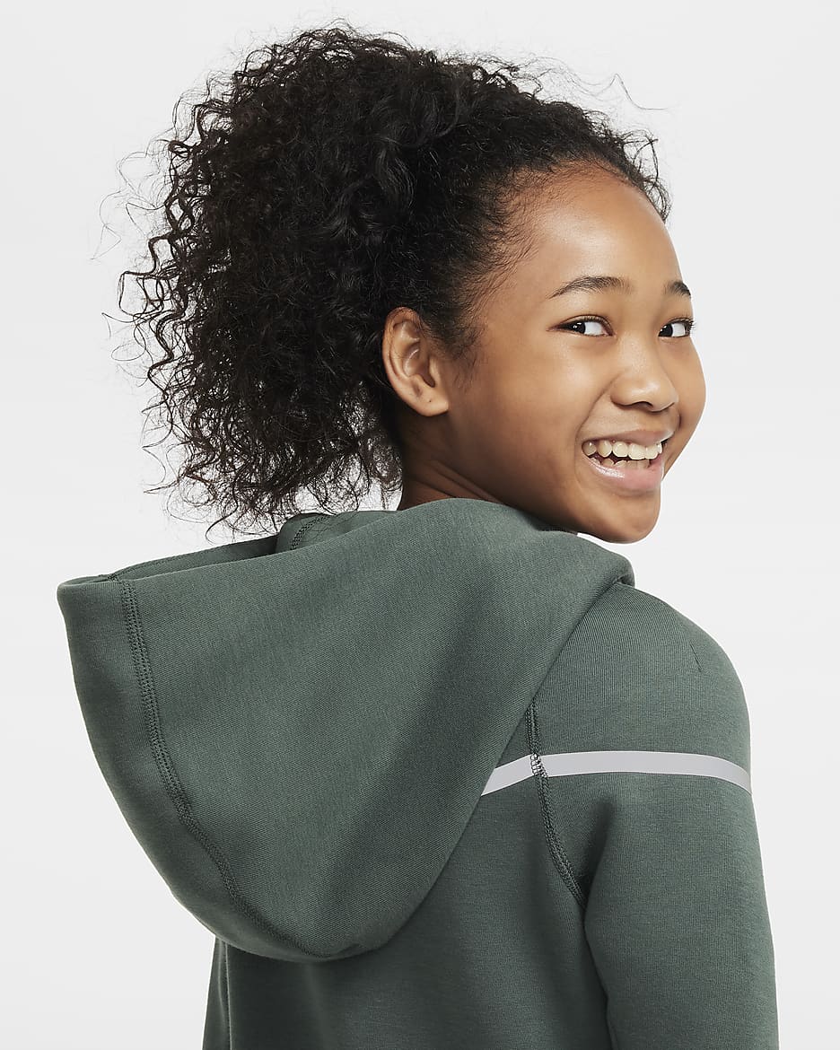 Nike Sportswear Tech Fleece Older Kids' (Boys') Reflective Design Full-Zip Hoodie - Vintage Green