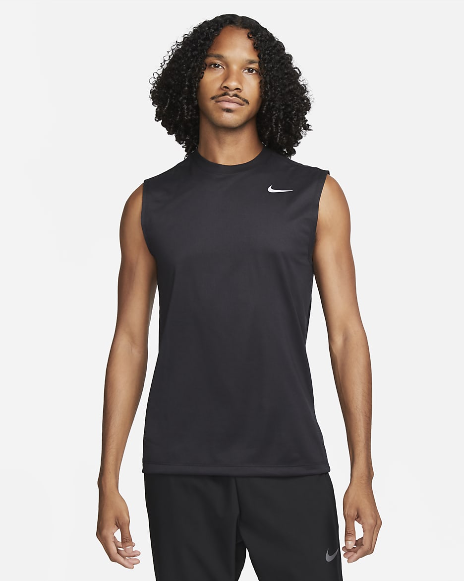 Nike Dri-FIT Legend Men's Sleeveless Fitness T-Shirt - Black/Matte Silver
