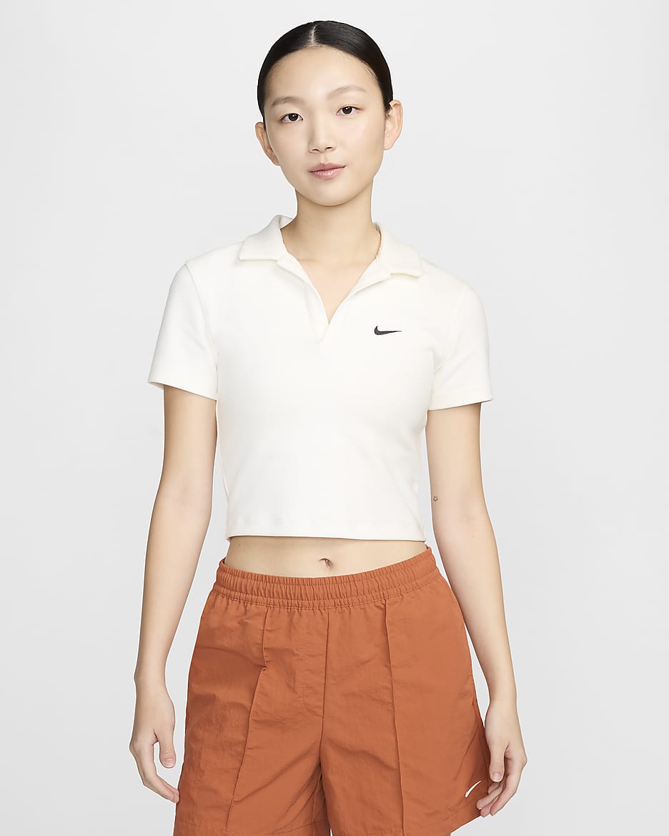 Nike Sportswear Essential Women's Short-Sleeve Polo Top - Sail/Black