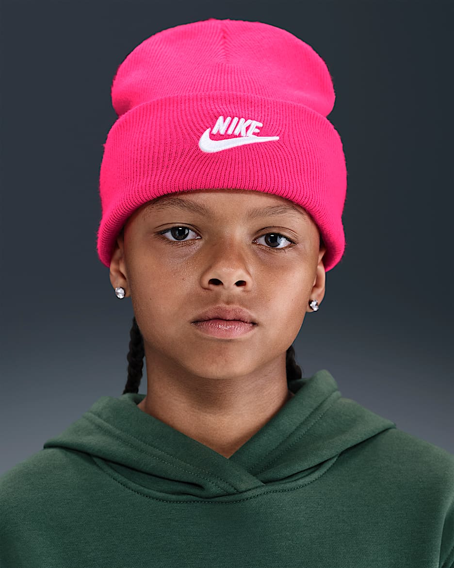 Nike Peak Big Kids' Beanie - Hyper Pink/White