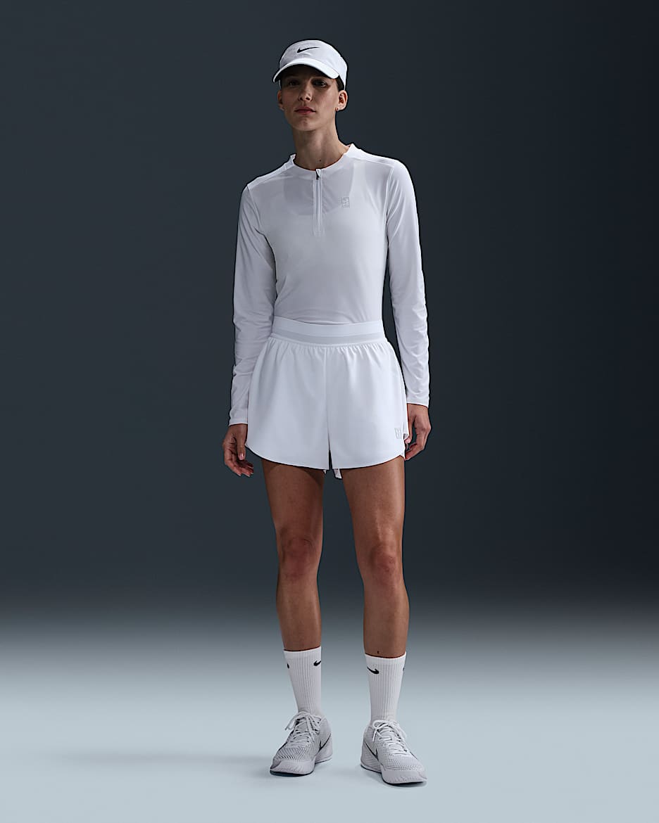 Short de tennis Dri-FIT NikeCourt Ace Advantage pour femme - Blanc/Blanc
