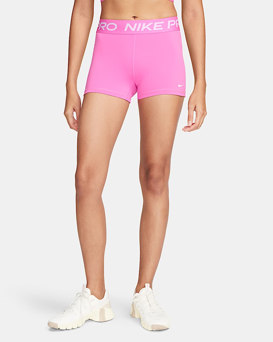 Shorts de 7.5 cm para mujer Nike Pro - Rosa alegre/Blanco