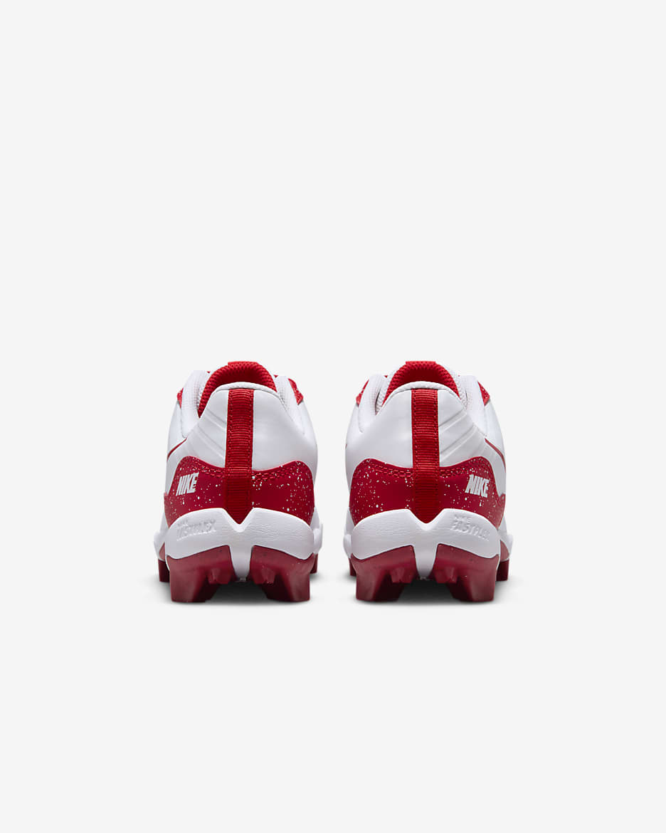 Tacos de béisbol para niños talla pequeña/grande Nike Alpha Huarache 4 Keystone - Blanco/Rojo universitario