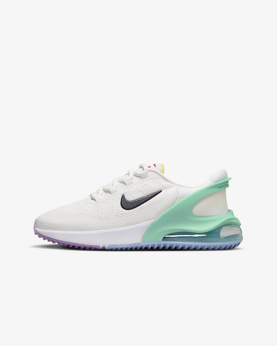 Tenis fácil de poner y quitar para niños grandes Nike Air Max 270 GO - Blanco cumbre/Esmeralda creciente/Cobalto felicidad/Obsidiana