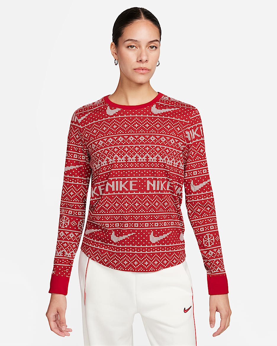 Nike Sportswear Essential Women's Long-Sleeve Holiday Top - Gym Red