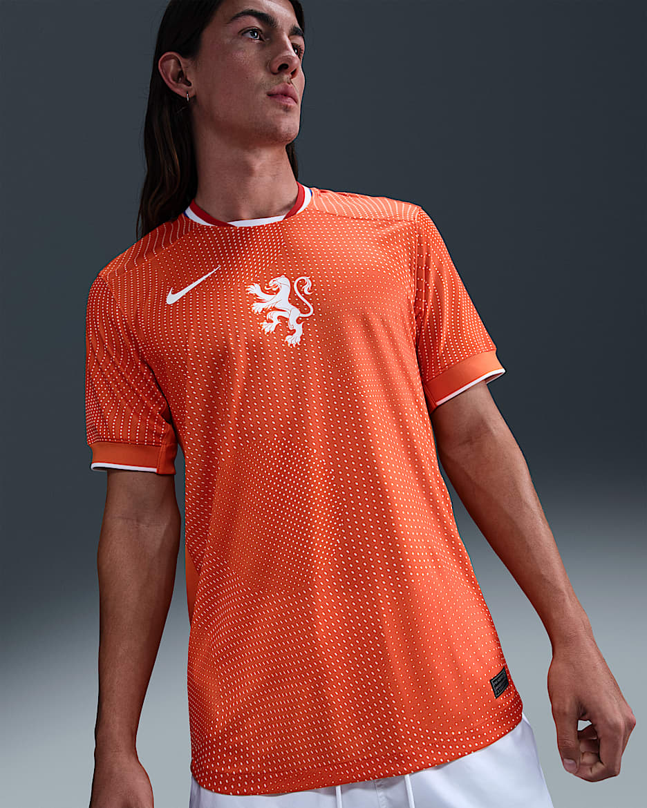 Maglia da calcio replica Nike Dri-FIT Olanda 2025 Stadium (squadra femminile) da uomo – Home - Safety Orange/Bianco