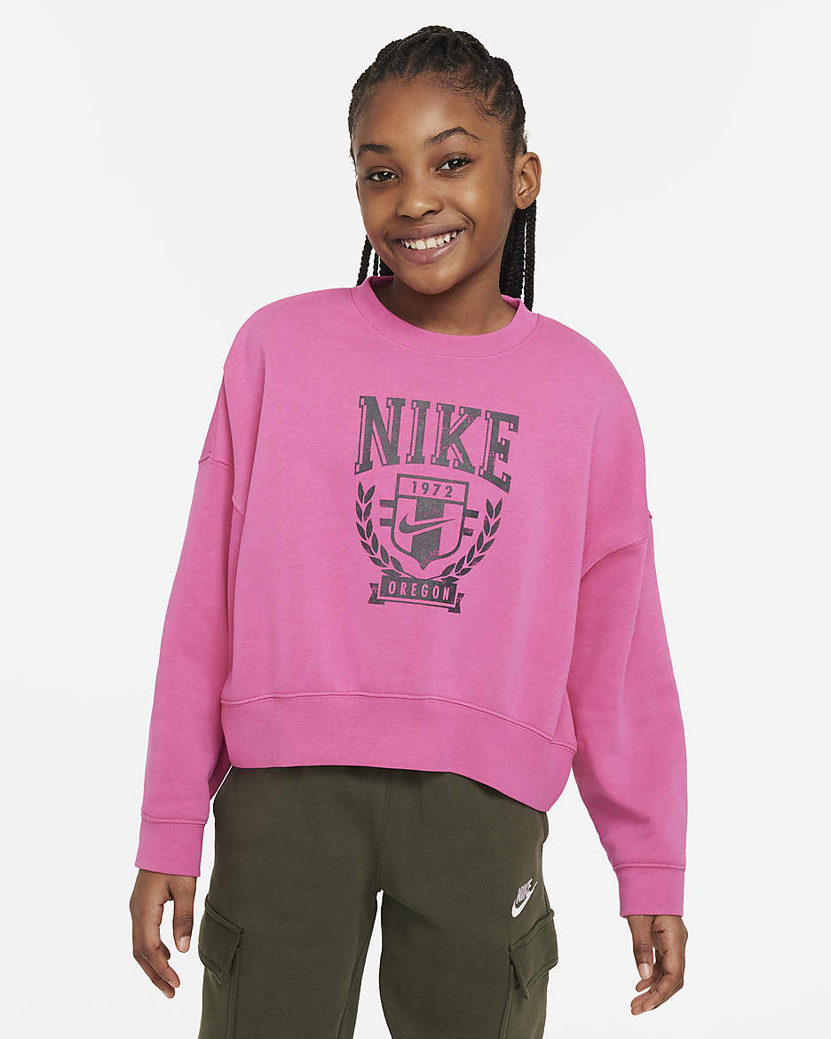 Nike Sportswear Older Kids' (Girls') Oversized Fleece Crew-Neck Sweatshirt - Alchemy Pink