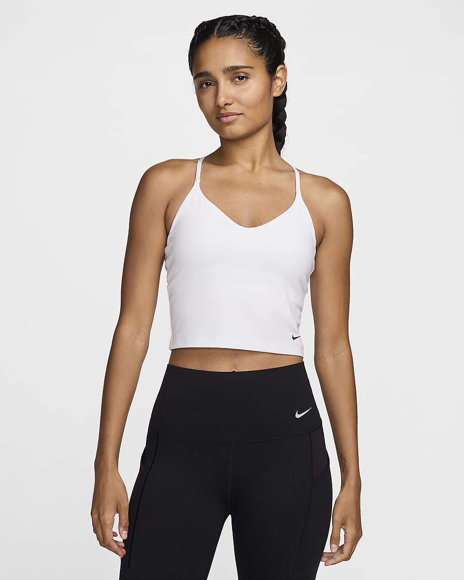 Nike Indy Women's Light-Support Padded Sports Bra Tank - White/Black