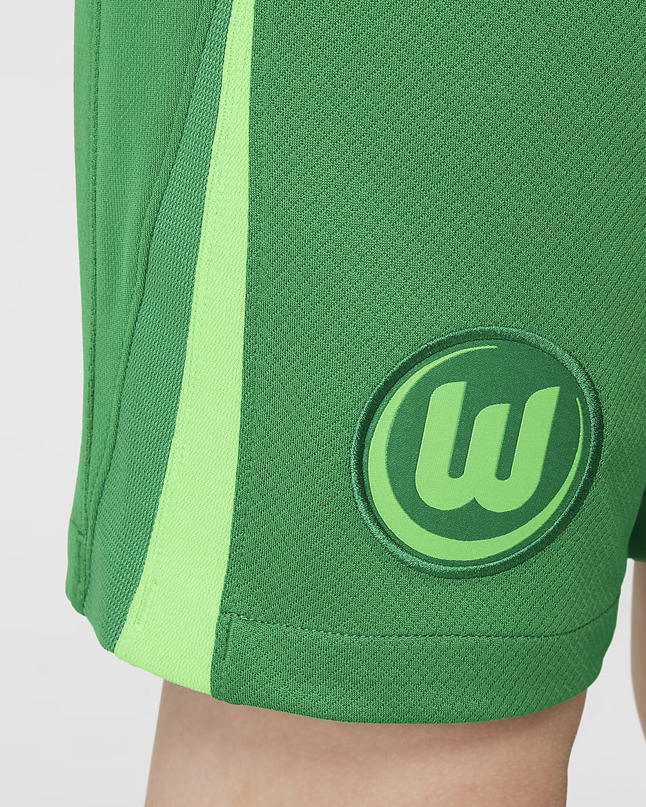 Short de foot replica Nike Dri-FIT VfL Wolfsburg 2024/25 Stadium Domicile/Extérieur pour ado - Lucky Green/Blanc/Sub Lime