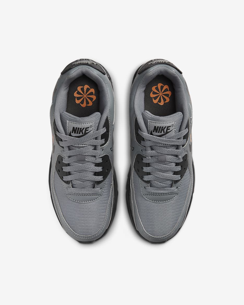 Nike Air Max 90 Next Nature Older Kids' Shoes - Smoke Grey/Bright Mandarin/Medium Ash/Black