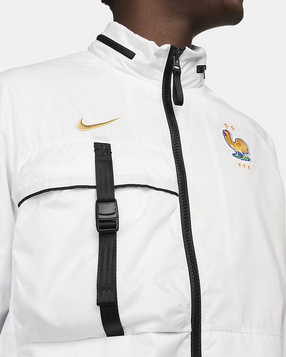 Casaco Halo de futebol Nike FFF para homem - Branco Summit/Dourado Club