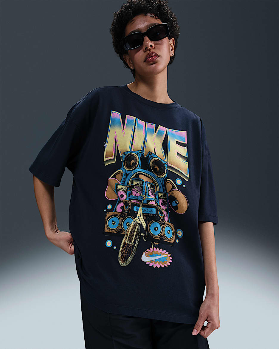 Playera de manga corta oversized para mujer Nike Sportswear - Negro