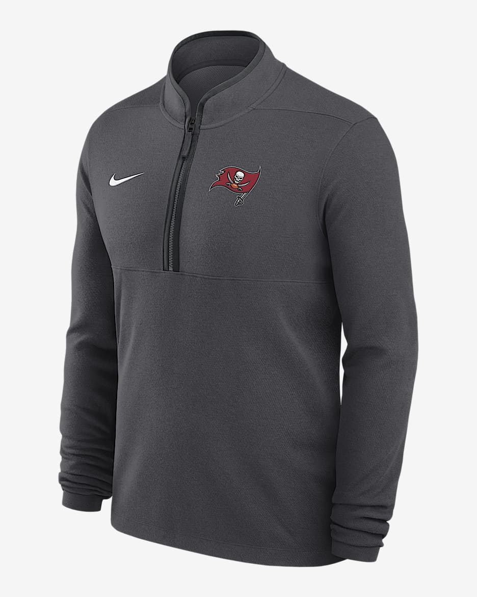 Playera de manga larga Nike Dri-FIT de la NFL de medio cierre para hombre Tampa Bay Buccaneers Logo Victory - Antracita