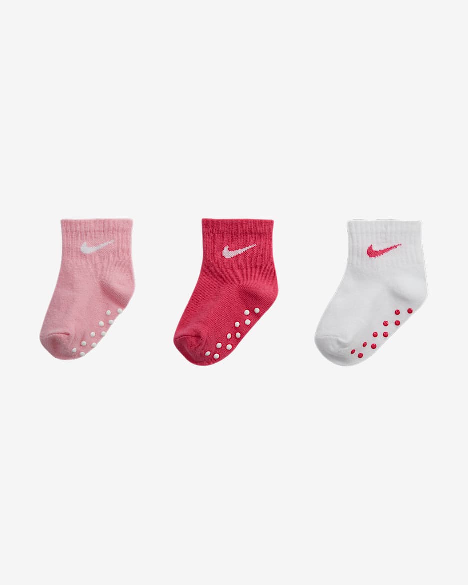 Nike Baby Swoosh Ankle Gripper Socks (3-Pairs) - Multi-Colour/Hyper Pink