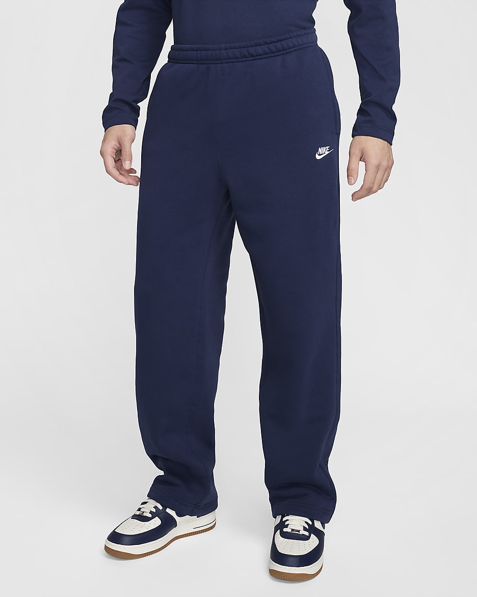Pants de tejido Fleece con cordón elástico para hombre Nike Club - Azul marino medianoche/Azul marino medianoche/Blanco