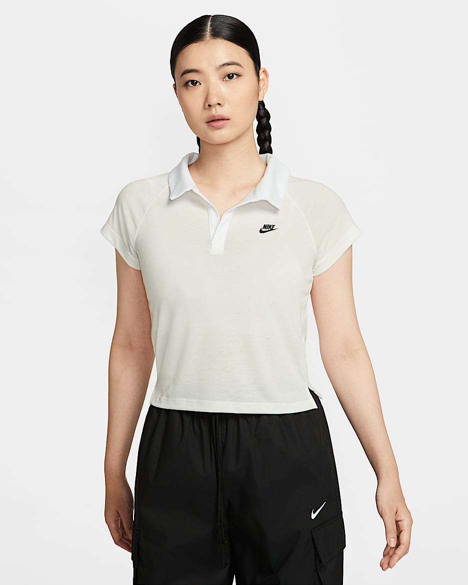 나이키 스포츠웨어 여성 슬림 레트로 폴로 탑 - 세일/화이트/블랙