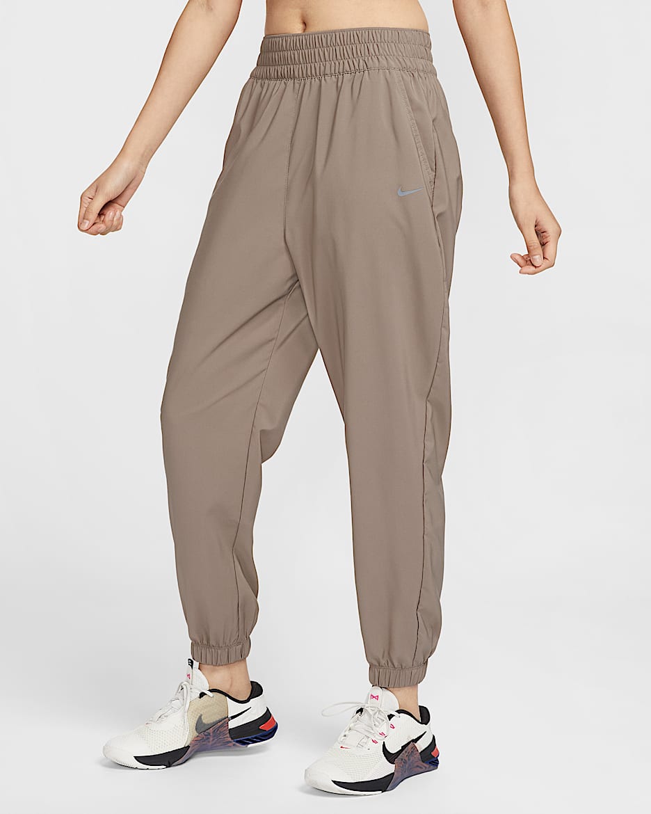 Nike One 女款 Dri-FIT 高腰九分運動褲 - Mink Brown/黑色