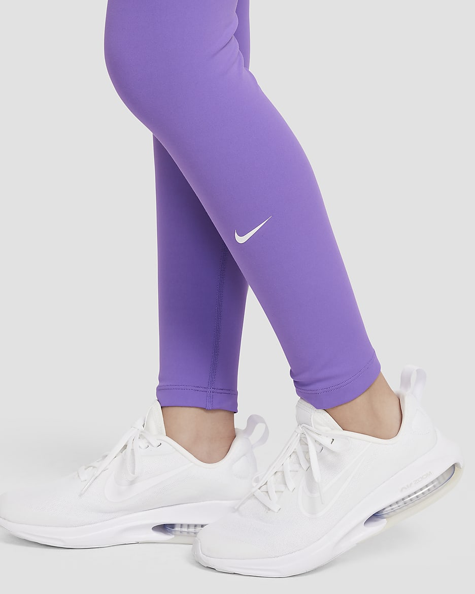 Nike One Big Kids' (Girls') Dri-FIT High-Waisted Leggings - Black Raspberry/White