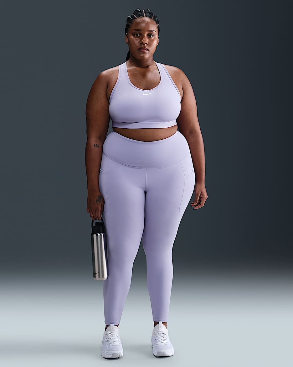 Leggings de tiro alto de 7/8 con bolsillos para mujer (talla grande) Nike One - Hielo lila/Negro