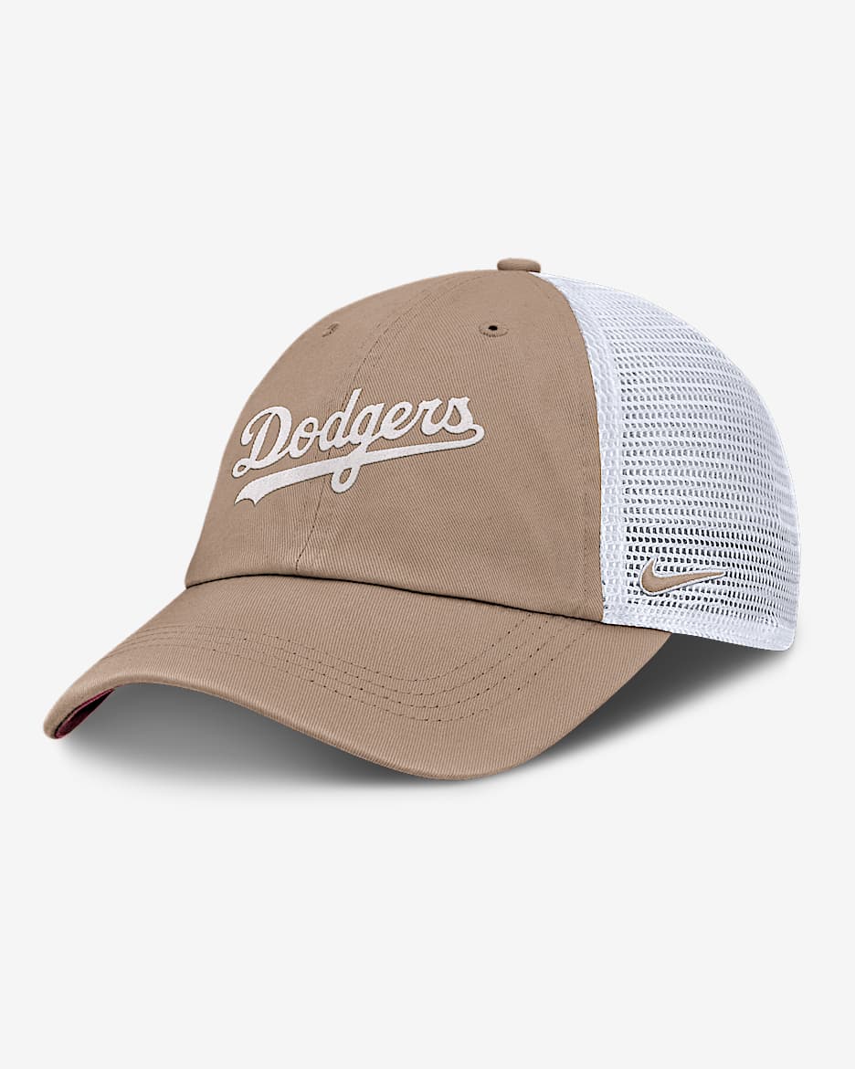 Los Angeles Dodgers Club Men's Nike MLB Trucker Adjustable Hat - Khaki