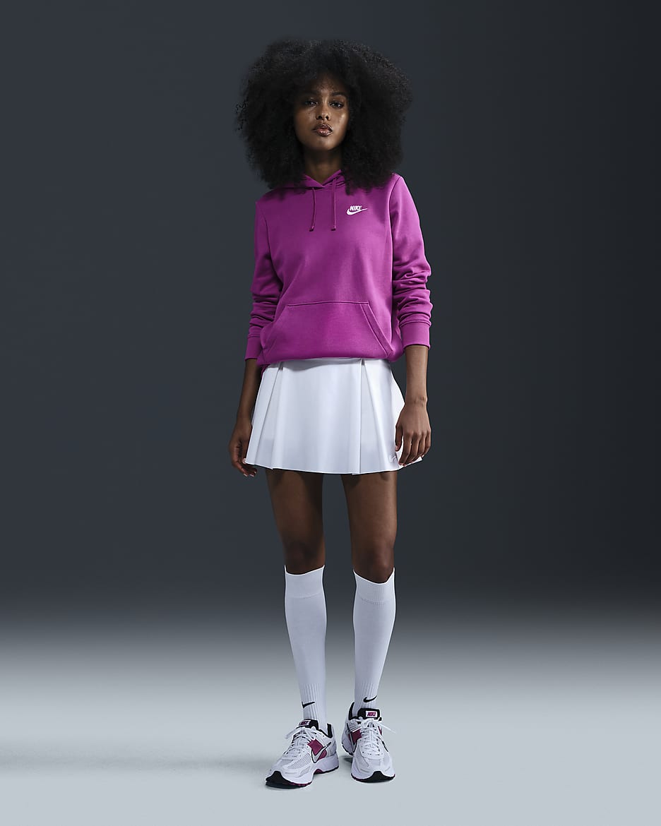 Sudadera con gorro sin cierre para mujer Nike Sportswear Club Fleece - Fucsia cálido/Blanco