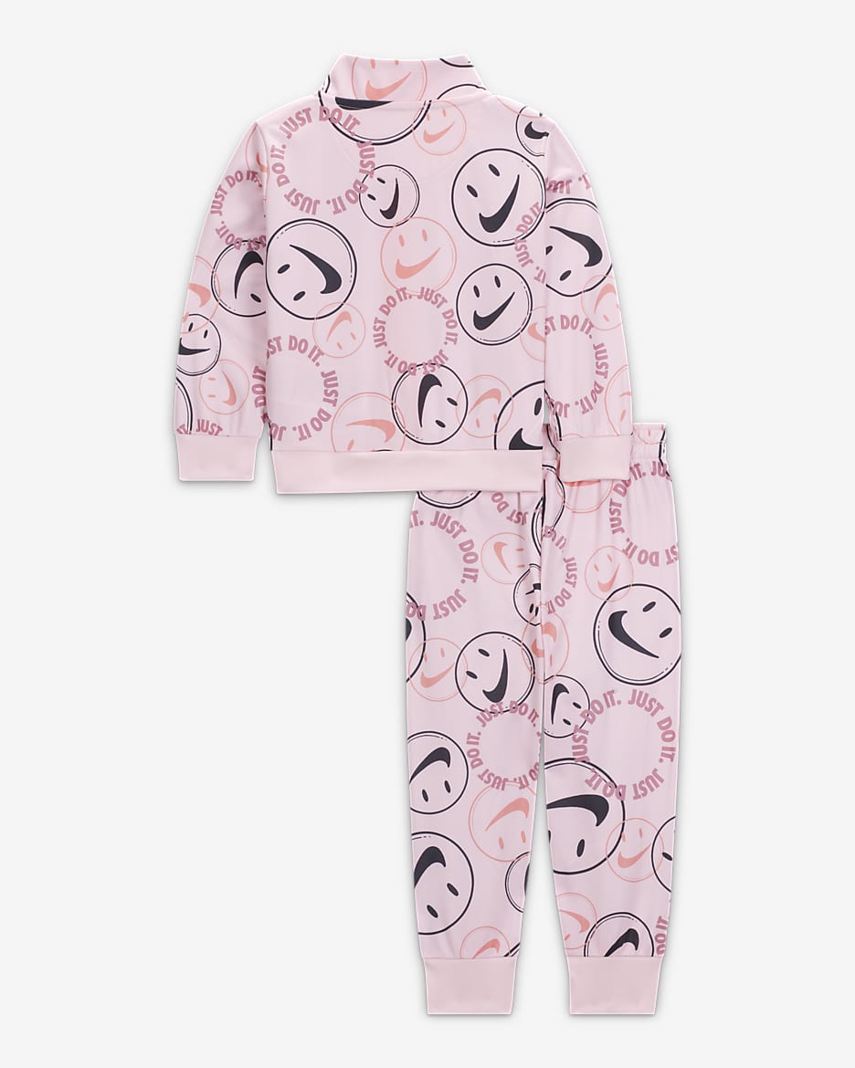 Conjunto de entrenamiento para bebé Nike Smiley Swoosh Printed Tricot Set - Espuma rosa