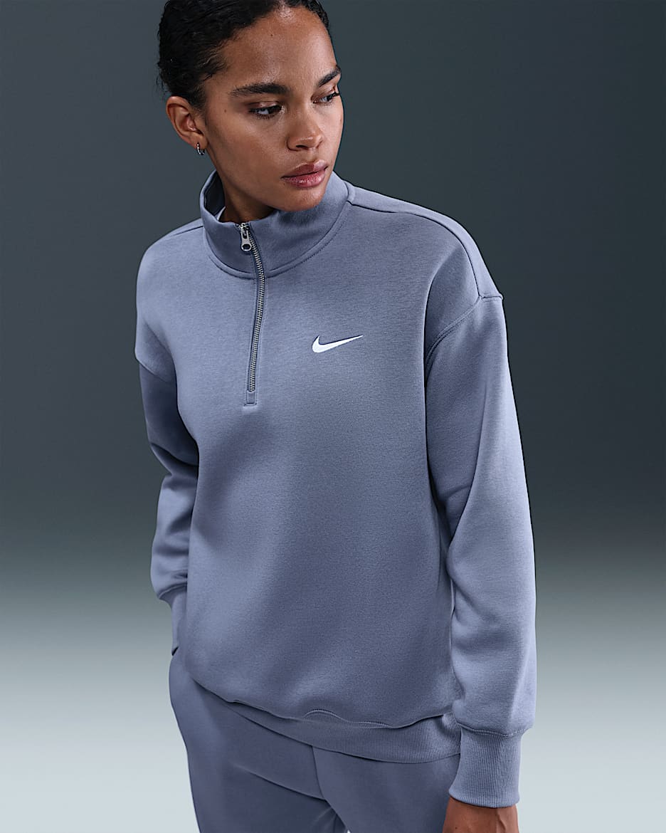 Nike Sportswear Phoenix Fleece Women's Oversized 1/4-Zip Long Sweatshirt - World Indigo/Sail