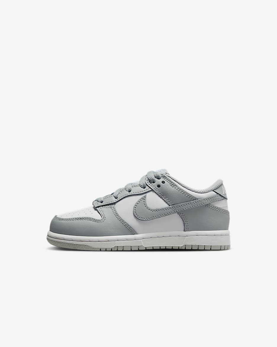 Nike Dunk Low-sko til mindre børn - hvid/hvid/Light Smoke Grey