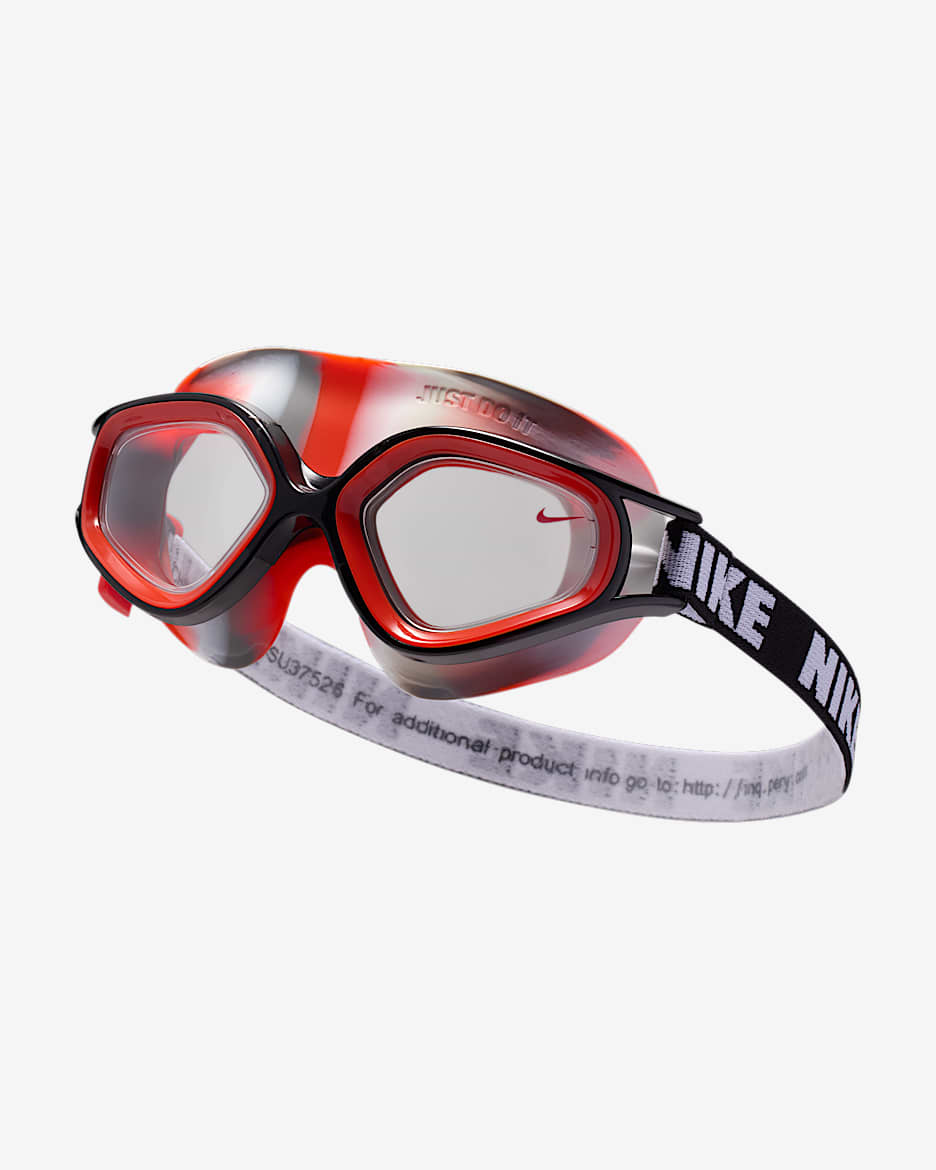 Goggles tipo máscara para niños talla pequeña Nike Swim Expanse - Transparente/Rojo picante/Negro/Rojo picante