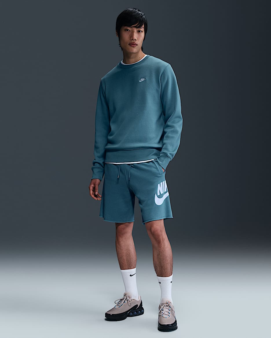 Ανδρικό σορτς Alumni από French Terry ύφασμα Nike Club - Denim Turquoise/Denim Turquoise/Λευκό