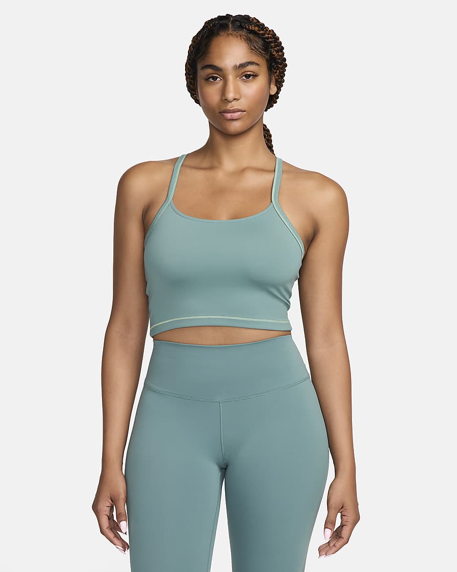 Nike One Fitted Women's Dri-FIT Cropped Tank Top - Bicoastal/Vapor Green/Black